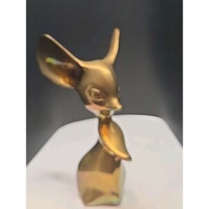 Vintage Solid Brass Mouse Figurine Big Ears 8" Tall, Missing Tail -Price Reduced